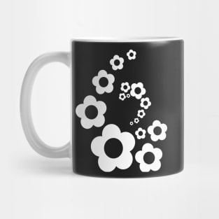 Retro Black and White Simple Flower Pattern Mug